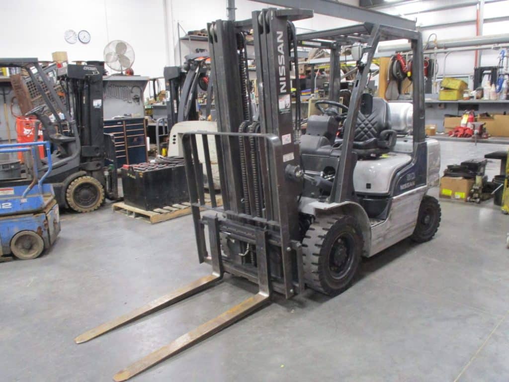 2012 Nissan PF50LP 5000 lb Capacity Pneumatic Forklift 37