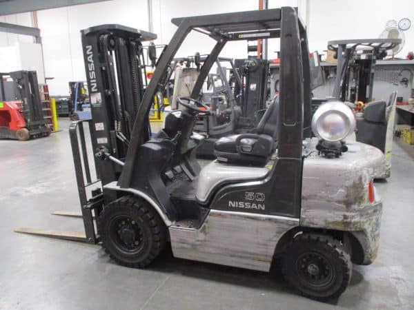 2012 Nissan PF50LP 5000 lb Capacity Pneumatic Forklift 3