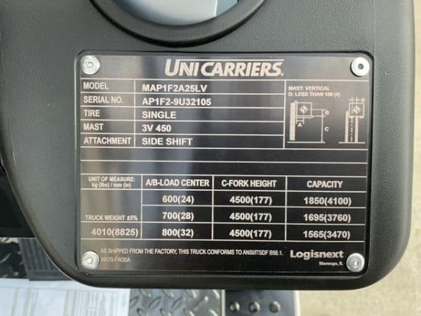 2024 UniCarriers AF50LP 5000 lb Capacity Forklift 4