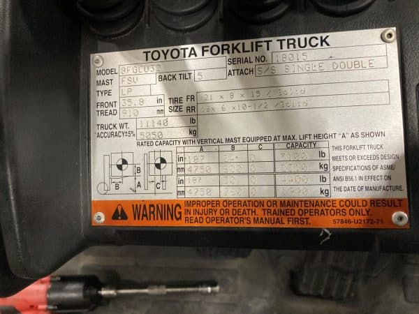 Toyota 8FGCU32 6500 lb capacity forklift 5